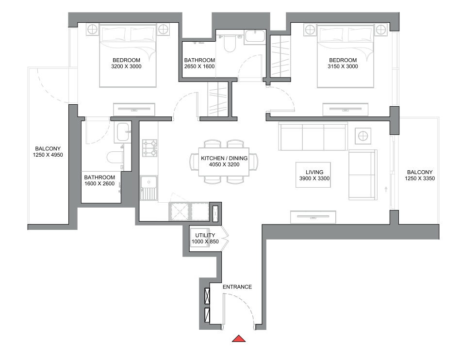 340 Riverside Crescent- 2 Bedroom Floor Plan
