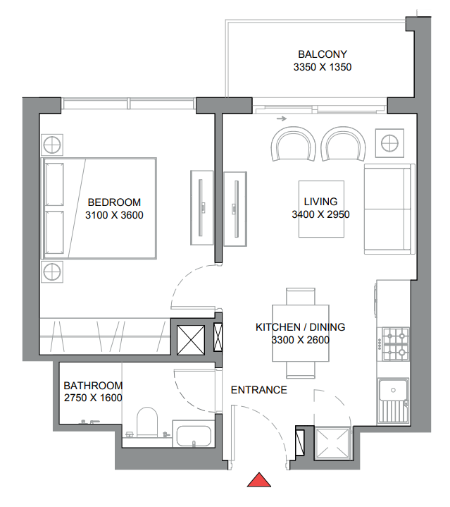 350 Riverside Crescent- 1 Bedroom Floor Plan