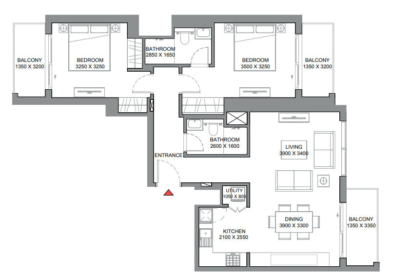 350 Riverside Crescent- 2 Bedroom Floor Plan
