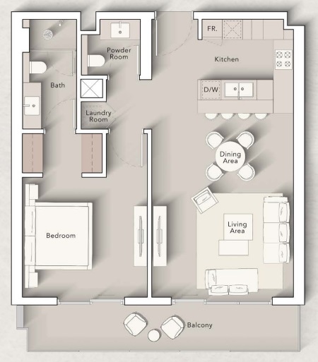 Art Bay by Ellington Properties-1 Bedroom Floorplan