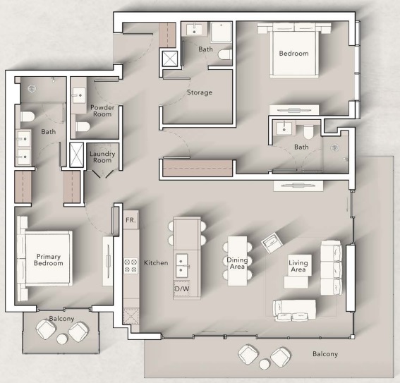 Art Bay by Ellington Properties-2 Bedroom Floorplan